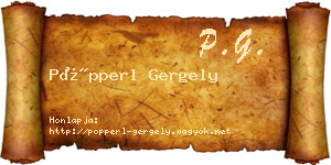 Pöpperl Gergely névjegykártya
